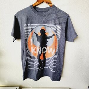 Star Wars Men’s T-Shirt Han Solo "I Know" Graphic Short Sleeve Gray Small S